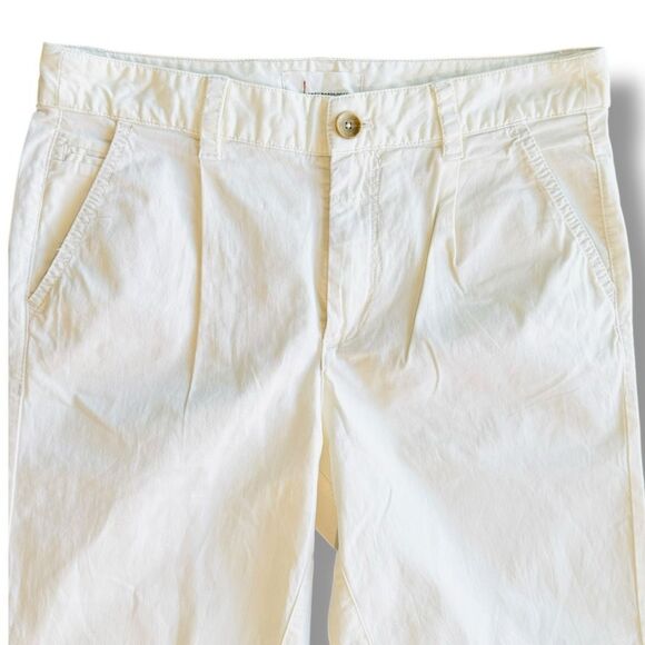 Anthropologie Women's Cream Pleated Cropped Straight Leg Trousers Size 26 - Picture 4 of 10